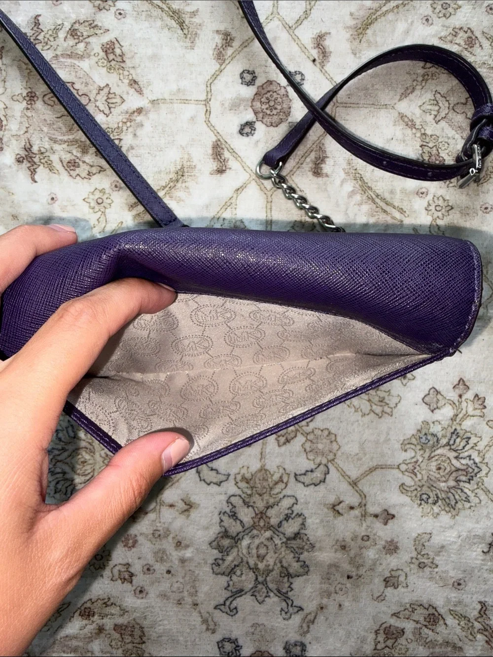 Michael Kors Purple Saffiano Leather Smartphone Bag